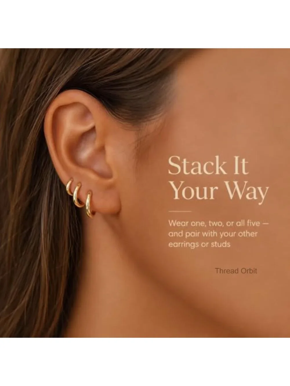 14K Gold Plated Hoop Earrings Set Hypoallergenic Stackable CZ Studs